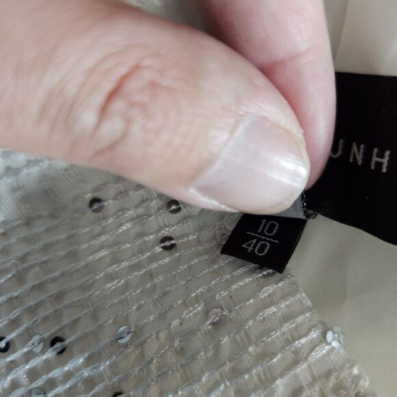 Talbot Runhof Womens 10 40 Cream Embellished Mesh Flared Sleeveless Midi Dress - Picture 5 of 8